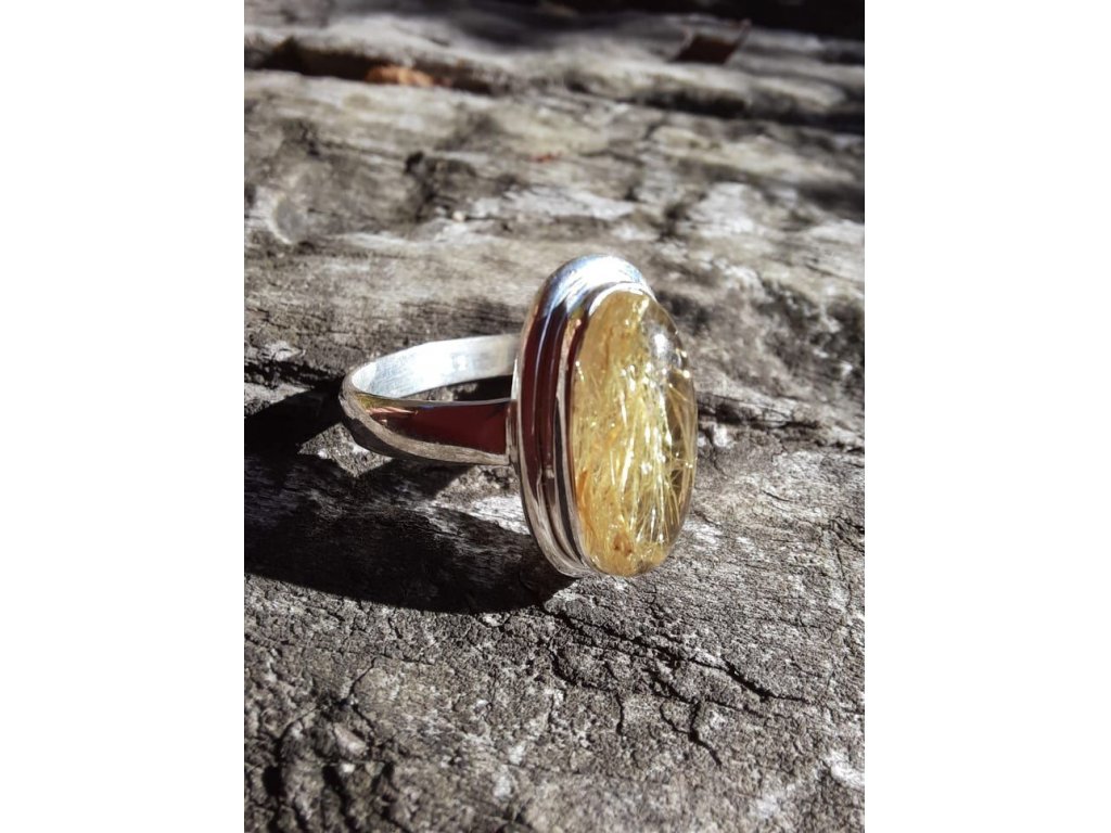 Prsten střibro Křistál/Crystal/Bergkristall Rutil 2cm