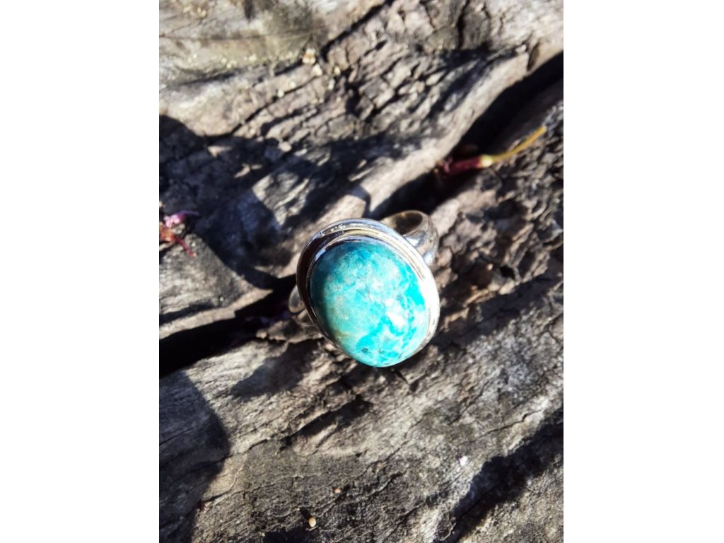 Prsten  střibro/Ring silver/ chrysokol/chrysocolla 2cm