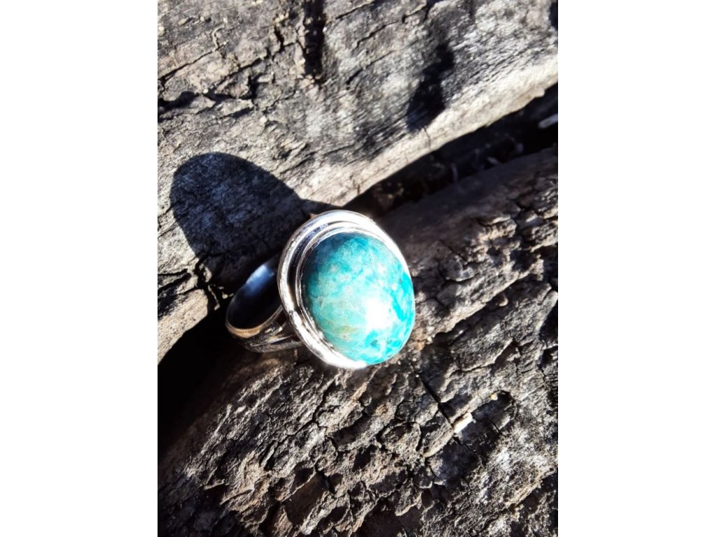 Prsten  střibro/Ring silver/ chrysokol/chrysocolla 2cm