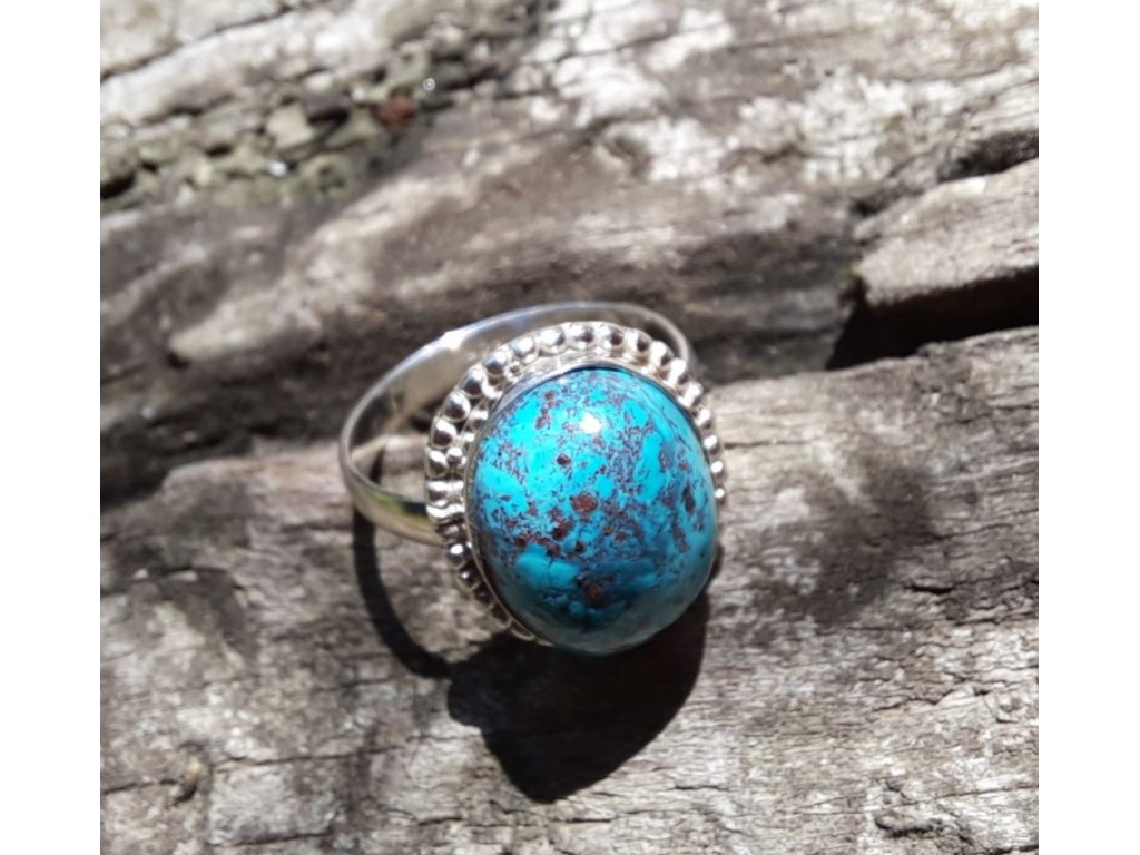 Prsten  střibro/Ring silver/ chrysokol/chrysocolla 2cm