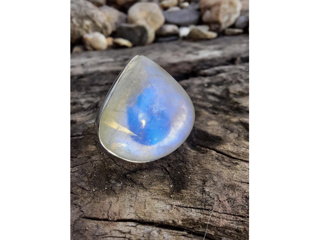 Silber Ring Weisses labradorite 2,5cm extra