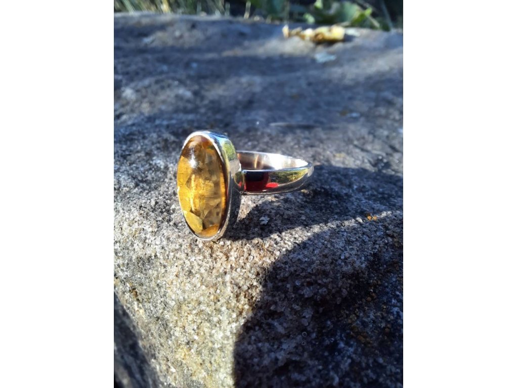 Prsten střibro/Silver/Ring citrine přirodni/natural 2cm