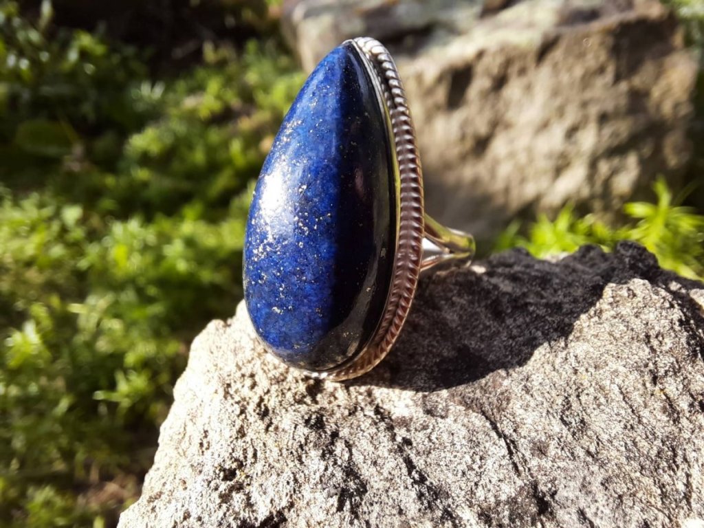 Prsten střibro/Silver/Ring lapis lazuli 2,5cm Extra