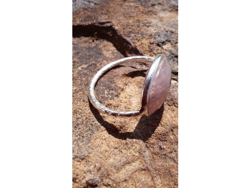 Silver Ring  Salmon  Ruby  2cm