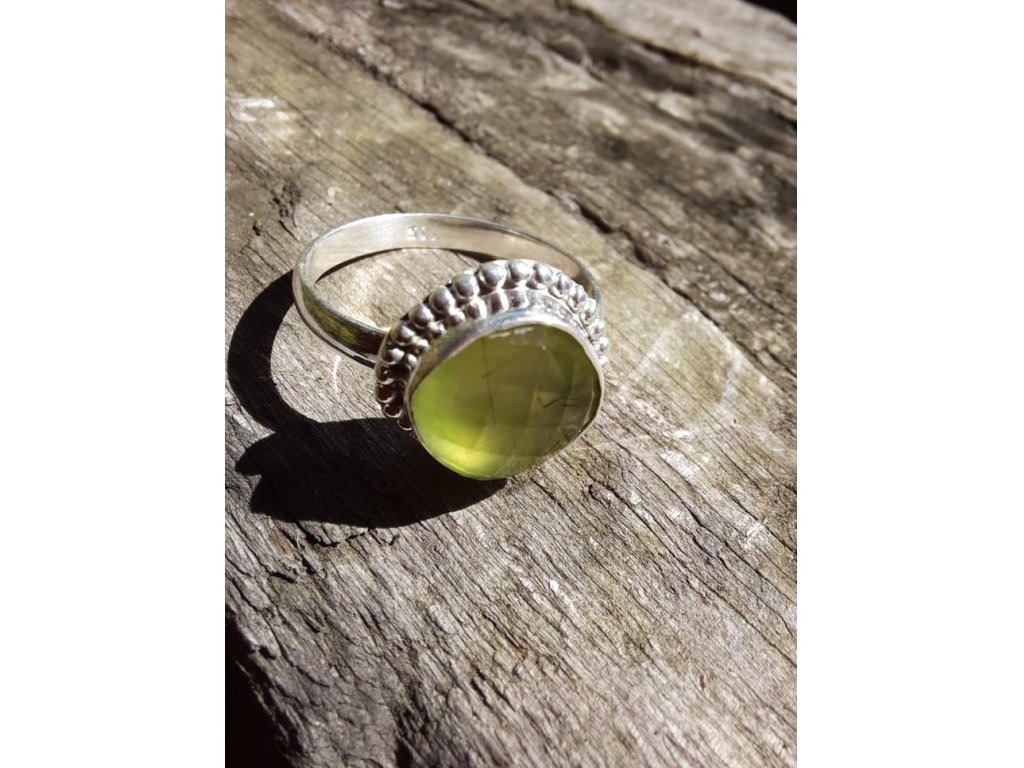 Prsten střibro/Silver/Ring Prehnit 2,5cm
