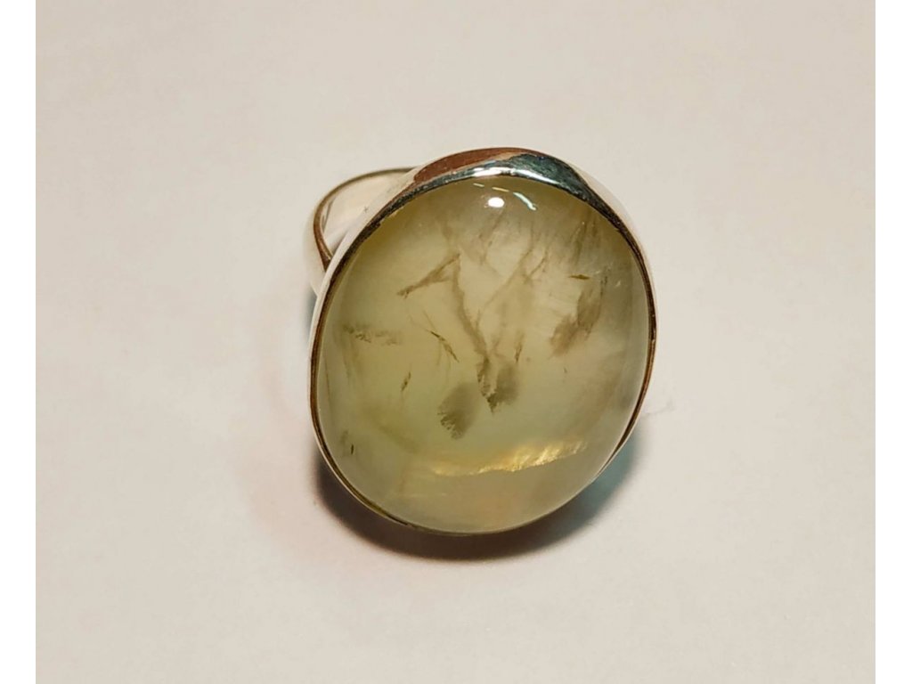 Prsten střibro/Silver/Ring Prehnit 2,5cm