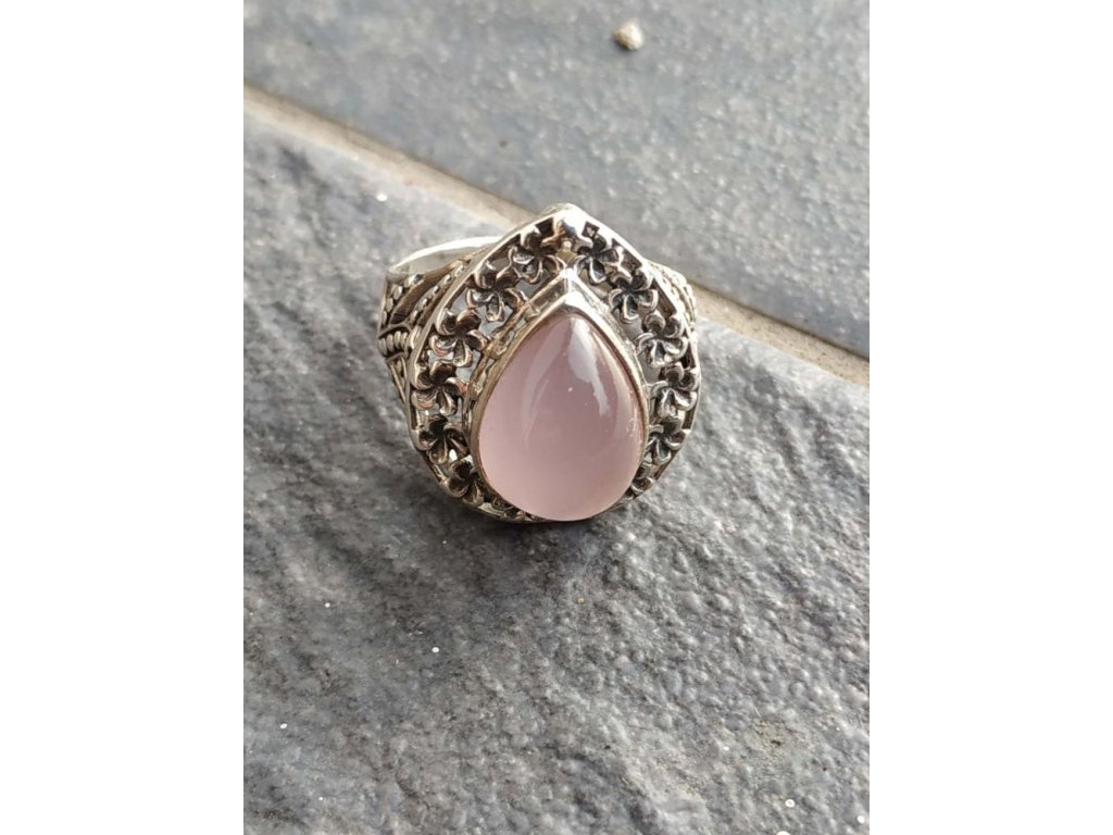Prsten střibro/Silver/Ring Růzenin/Rosequartz /Rosenquartz extra gemmy 3cm