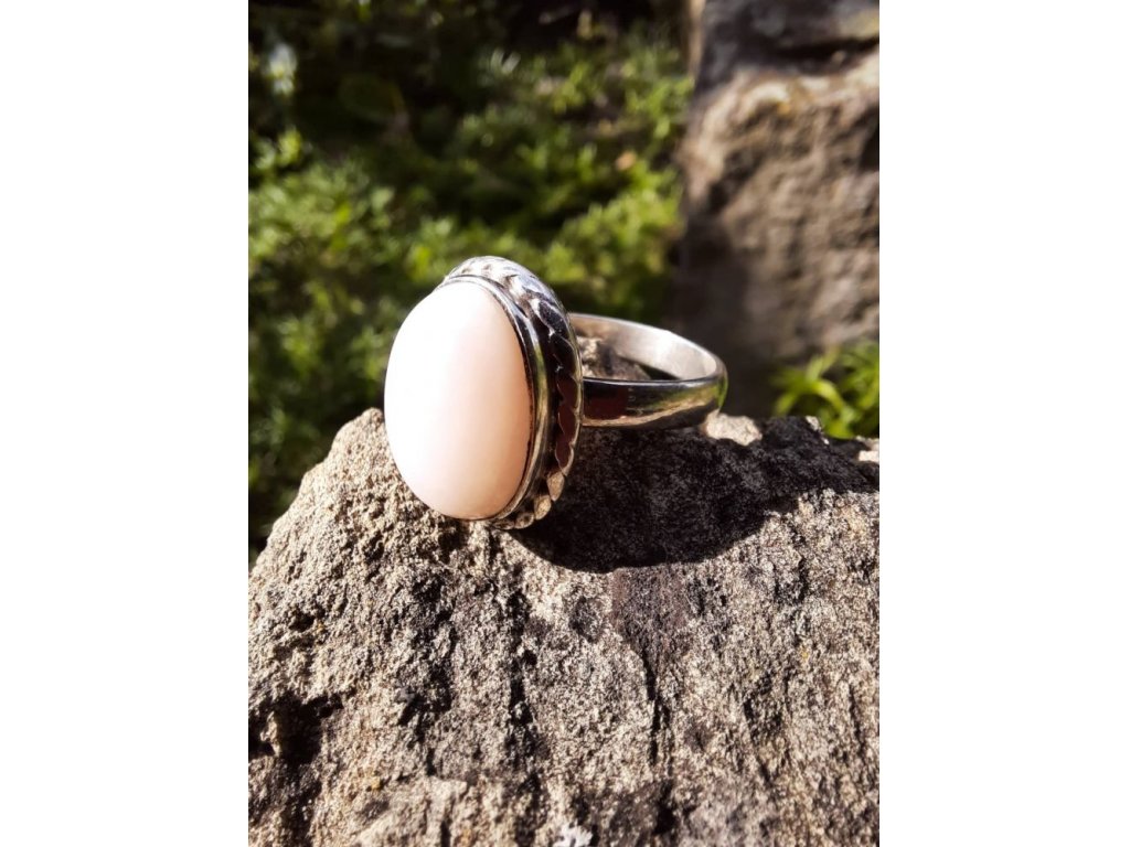 Prsten střibro/Silver/Ring růzovy /pink opal 2,5cm