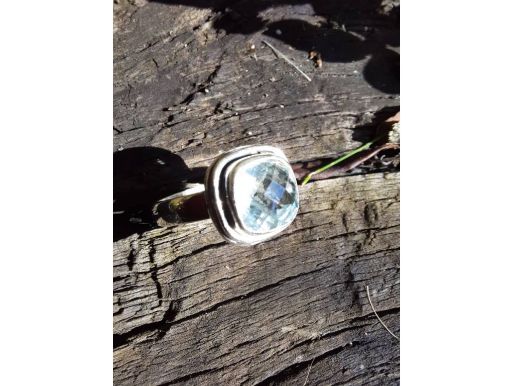 Prsten střibro/Silver/Ring Topaz 2cm