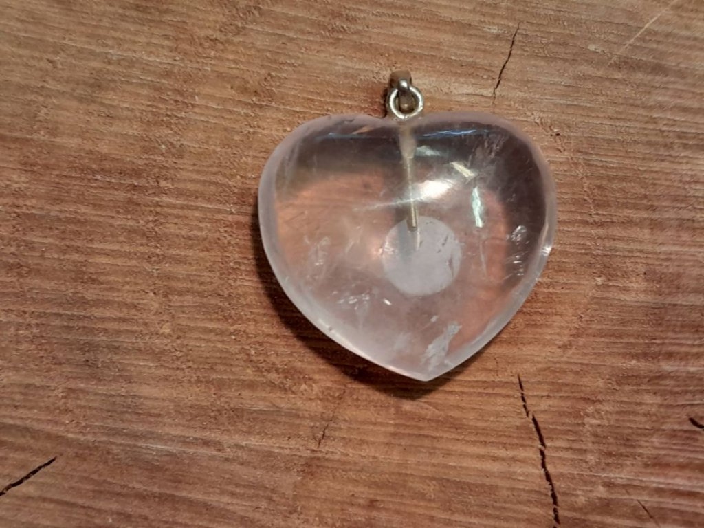 Růzenin Srdce střibro přivešek ,Rosequartz Heart Silver Pendant,Herz Anhänger Rosenquartz  3cm