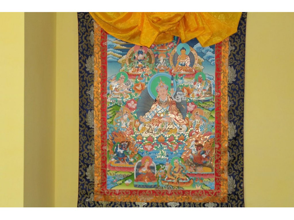 Rare Big Thanka 8 manifestacion Guru Padmasambhava with silk Embroidery-