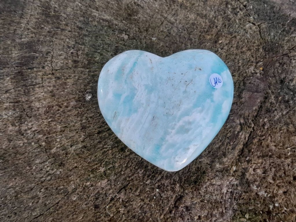 Blaues Karribisch Kalcite Herz 7cm