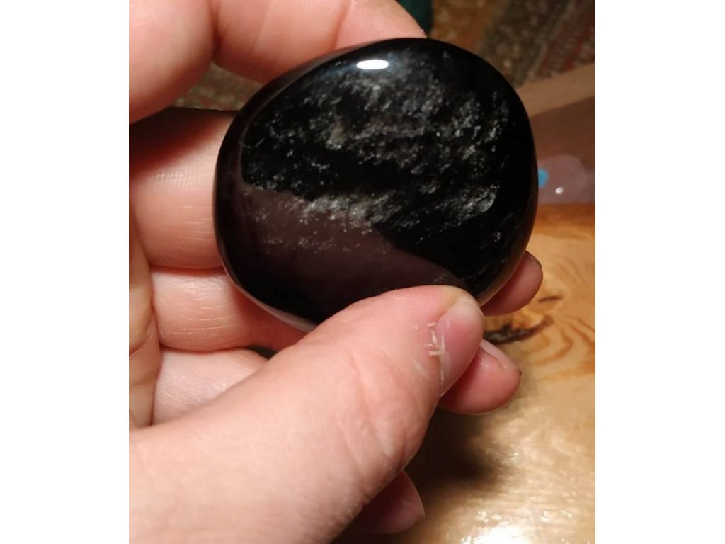 Střibny/Silver Obsidian ,flat,plochy,5cm