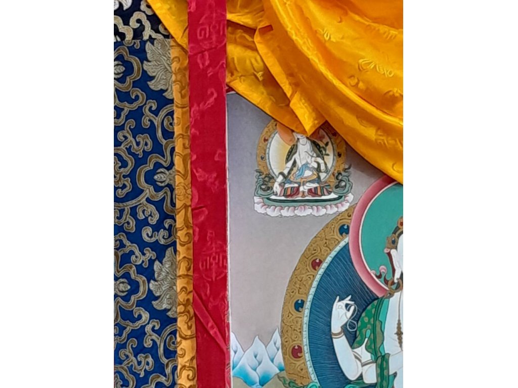Thangka Avalokitesvara with Manjusri,Vajrapani,Tara and Amitabha  Mandala with gold