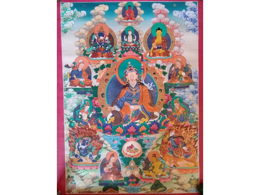 Thangka malování 8 manifestací Guru Padmasambhava Specialny s zlato