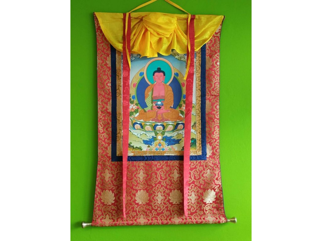Thangka malování -Amitabha Buddha s zlato 