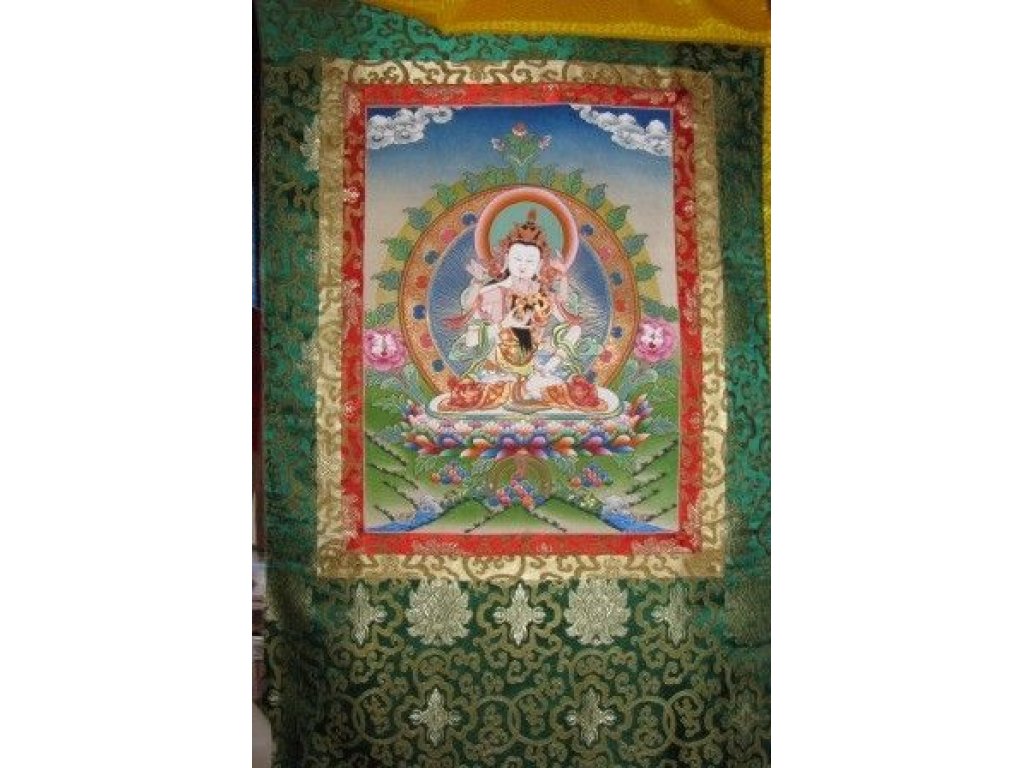 Thangka malování Yab Yum Vadžrasattva/Vajrasatva Buddha s Zlato 18k