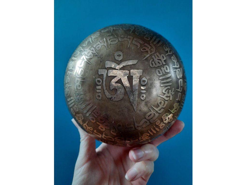 Tibetská mísa/Singing Bowl/Klangschalen Mantra s Lotus 14cm