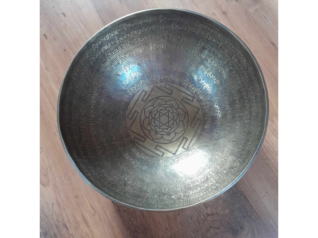 Tibetská zlato mísa Šri Yantra 27cm