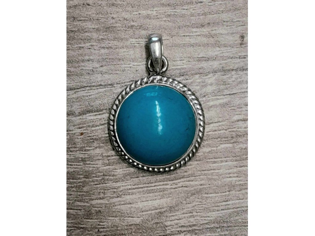 Turquoise  Silver  pendant 3cm round