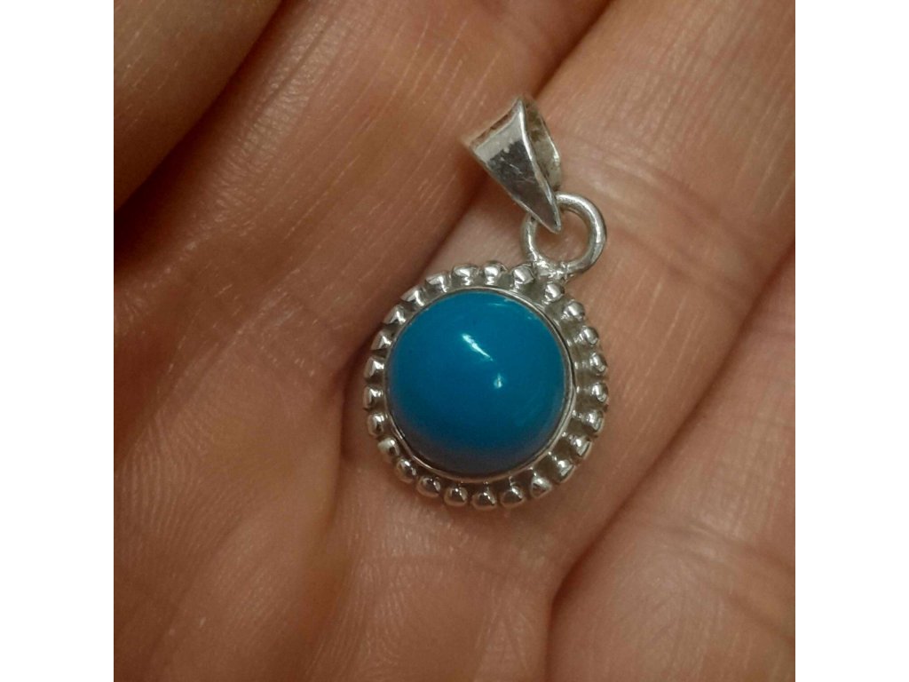 Silver Pendant Turquoise   2,4cm round