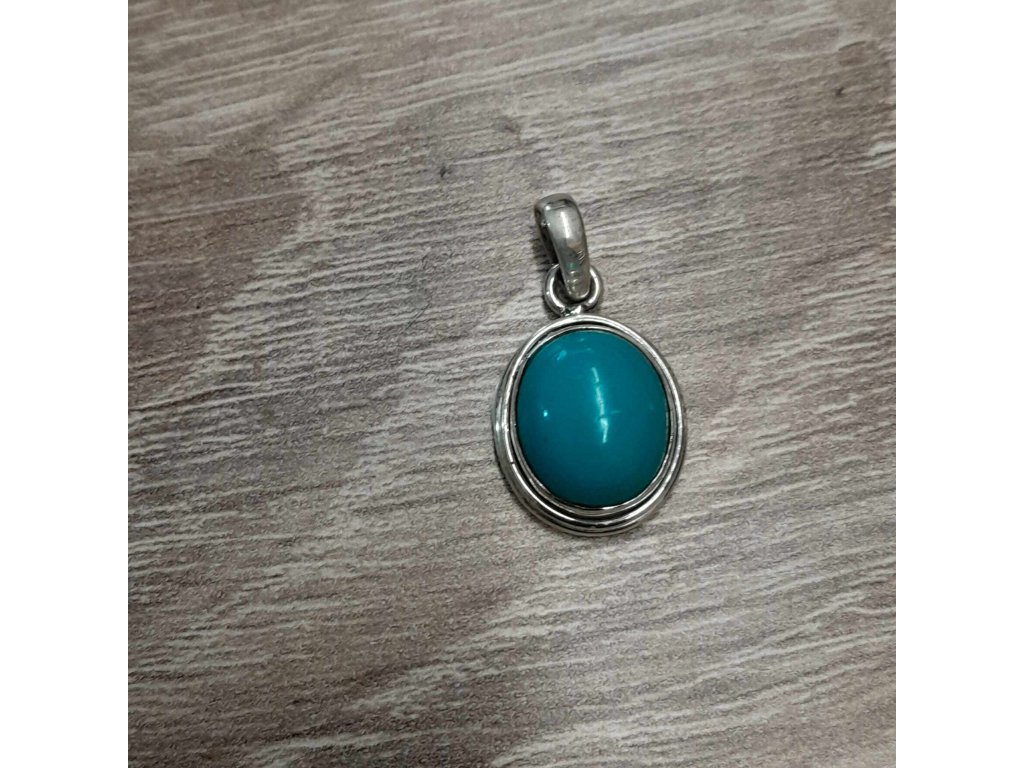 Silver Pendant Turquoise   2,5cm round