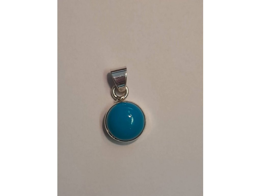 Silver Pendant Turquoise   2cm round