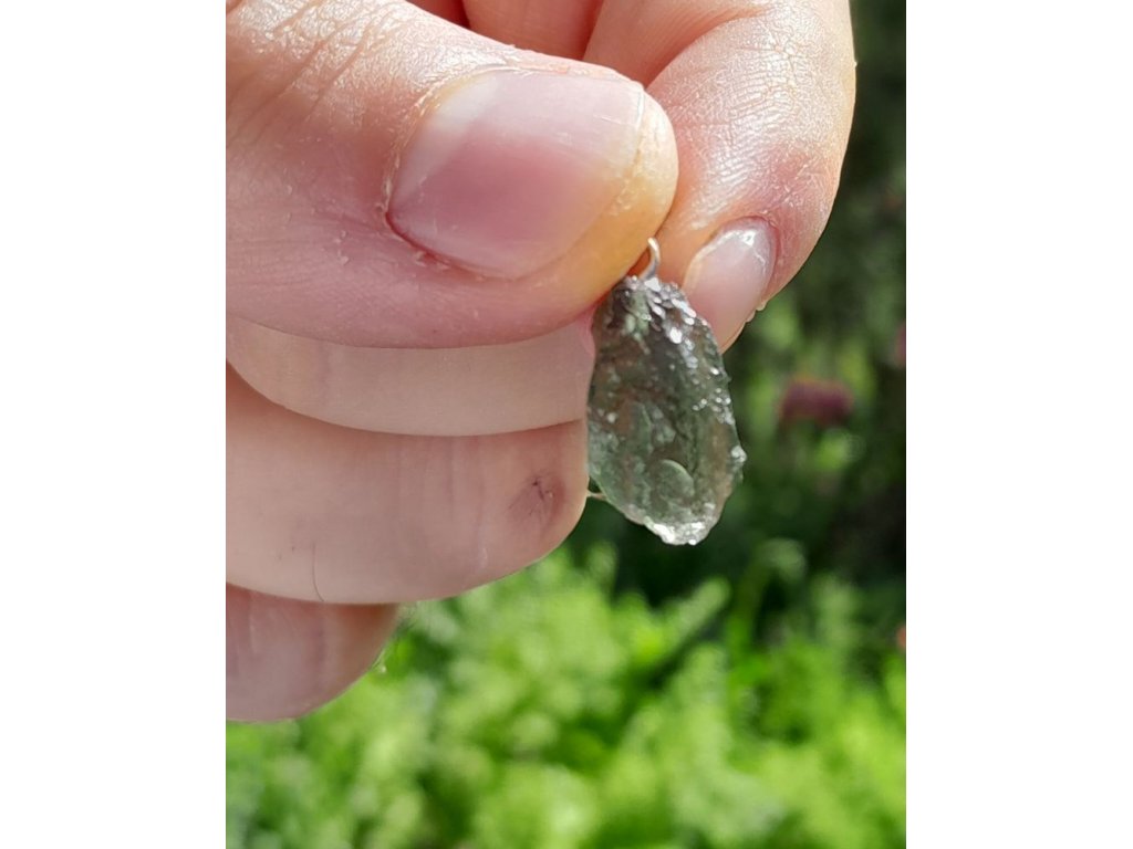Moldavite silver  pendant - small ca 1 cm