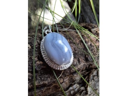 Blue Lace Agate pendant im Silber,Střibro 3,5cm 2