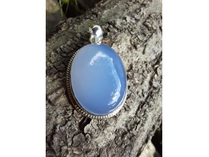 Blue Lace Agate pendant im Silber,Střibro 3,5cm 2