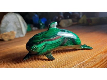 Delfin Malachite 9cm