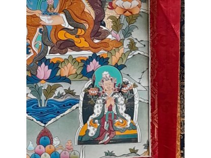Guru Padmasambhava Thangka specialny s zlato s brokada extra