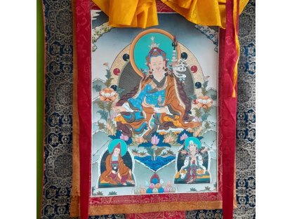 Guru Padmasambhava Thangka specialny s zlato s brokada extra