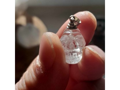 Himalayan Crystal Skull silver hook  special faceted rare Pendant 1,5cm