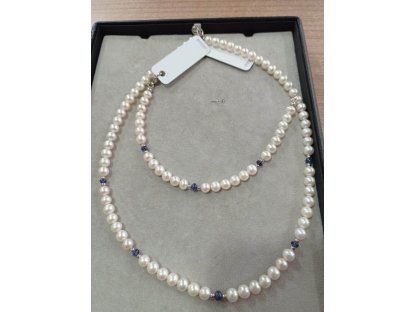 Korale/Necklace/Halskette perle s Safir/Sapphire 4mm