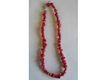 Necklace chip stone red corall 47cm