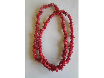 Necklace red corall chip stone 90cm