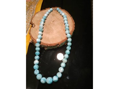 Very rare beaded necklace,Larimar stone- 10mm -Dolphin Stone-Atlantis Stone-