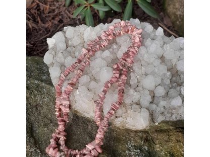  Rhodochrosite chip stone necklace  long 90cm