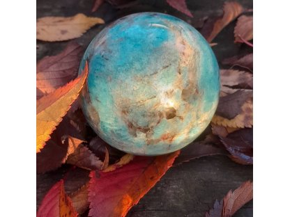Koule/Sphere/Kugel Amazonite 5cm s zahněda/smokey quartz 2