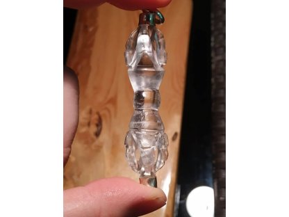 Křistállova Dordže –Vadžra -Hromoklín přivešek/Crystal pendant Dorjee 6cm