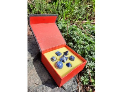 Lapis Lazuli Box Platonische Körper 2cm 7STK