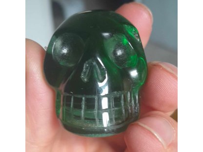 Skull Helenite/Andara green obsidian 4cm