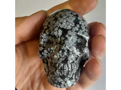 Schädel Obsidian Schneeflocke 5cm