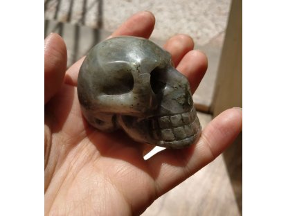 Lebka,Skull, křišťál,Labradorite 5.5cm,XL 2