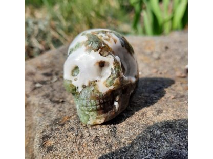 Lebka /Skull/Měchovy Moss Achat/Agate *Chalcedon * 4,5cm 2
