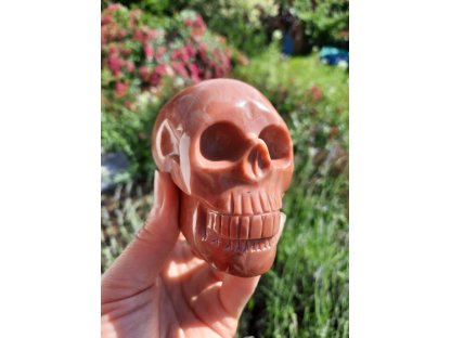 Skull pink Jasper skull 8cm 2