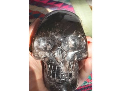 Skull Smokey quartz long head 11cm