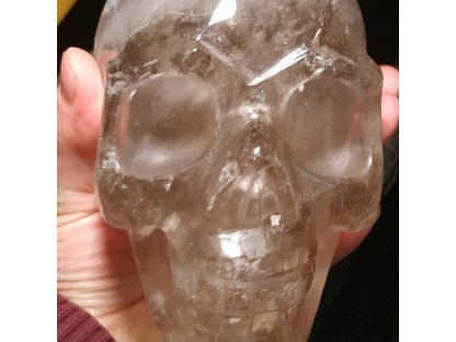Lebka  Zahněda Křistál / Smokey quartz Skull Velka/Big one XL 12cm