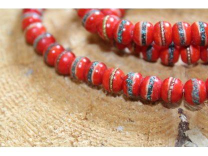 Malla Kámen Tibetská Styl /Stone beads Tibetan Style /červeny/red Šamansky /Shamanism 2